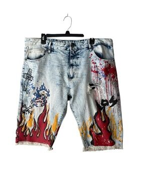 Grindhouse Denim Distressed Cut Off Shorts Streetwear Size 40